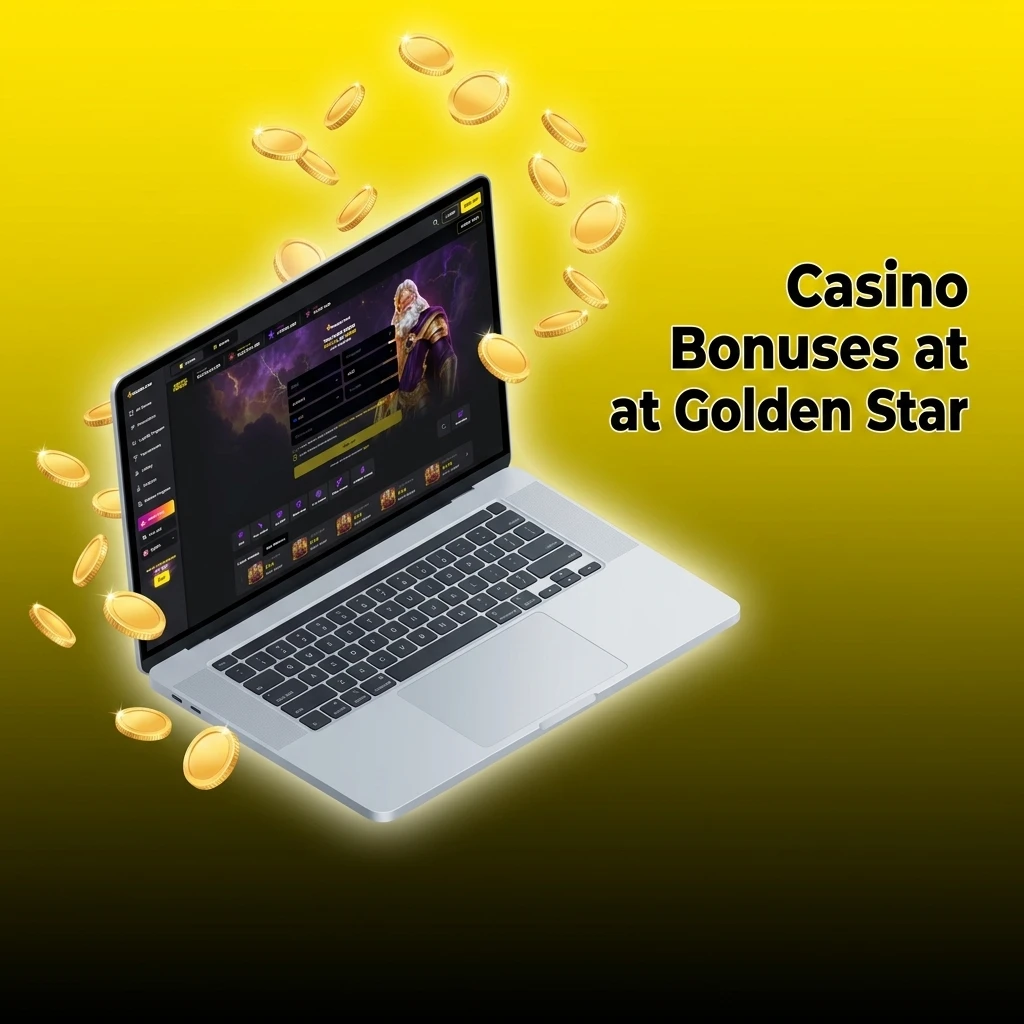 Golden Star casino bonuses including weekly reload, free spins, cashback offers, slots tournaments, and live casino deals