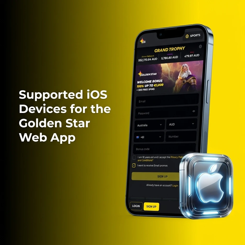 List of supported Apple iOS devices for Golden Star PWA including iPhone, iPad, and iPod Touch models running iOS 14 or later