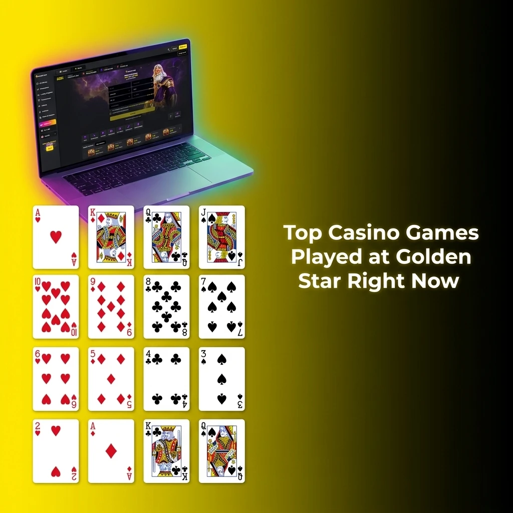 Top casino games at Golden Star including Book of Dead, Sweet Bonanza, and Gates of Olympus pokies for Australian players