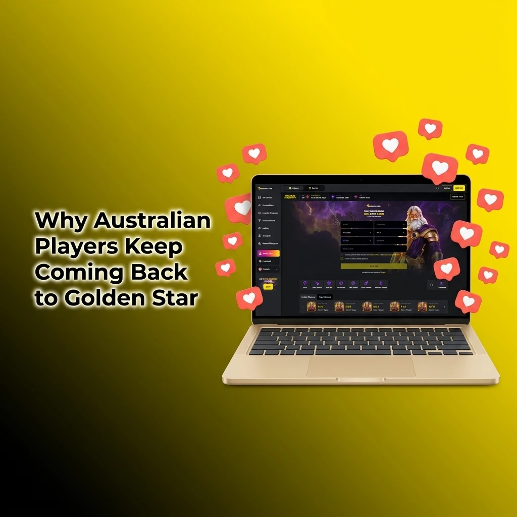 Golden Star Casino Australia: AUD support, 1600 bonus, 300 free spins, pokies, live dealer, mobile-ready platform.